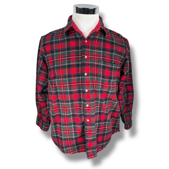 Vintage Pendleton Flannel Shirt Mens Large Red Wool Christie Tartan USA 90s - Picture 1 of 10